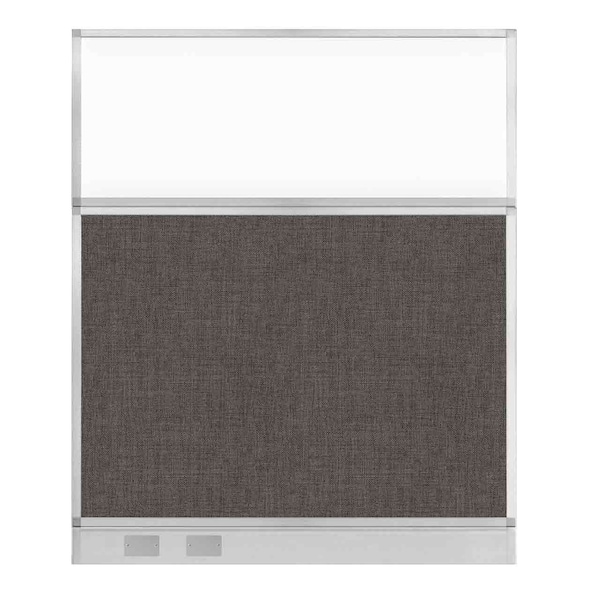 Versare Hush Panel Cubicle Partition 5' x 6' W/ Window Mocha Fabric Clear Window W/ Cable Channel 1812577-2 - main